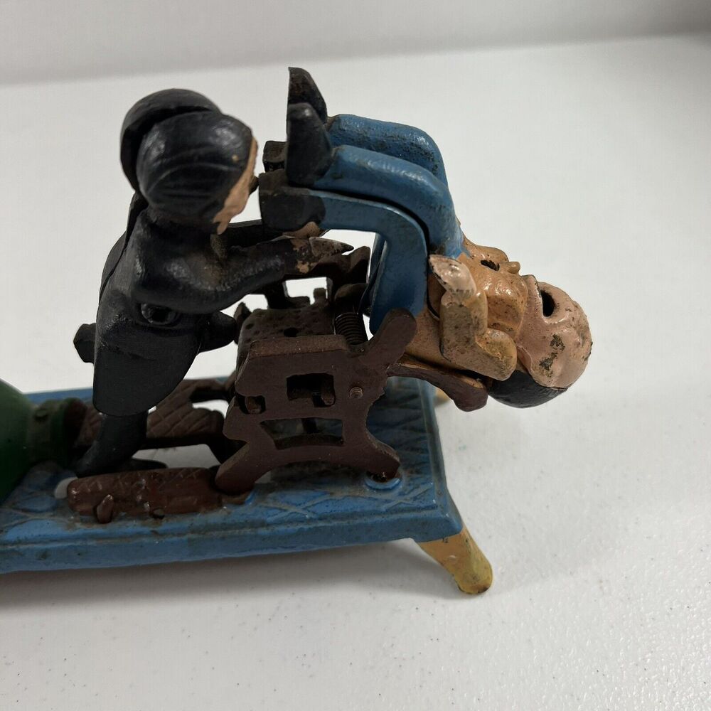 Vintage Cast Iron The Dentist Chair Pulling Teeth Mechanical Bank - Picture 8 of 12